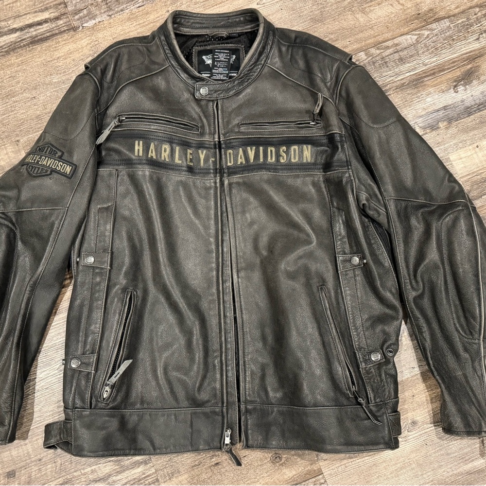 Harley Davidson Men's Distressed Vintage Motorcycle Real Cowhide Leather Jacket